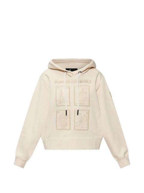 Moncler Grenoble plant-patterned cotton hoodie - Neutrals - zdjęcie produktu nr 1