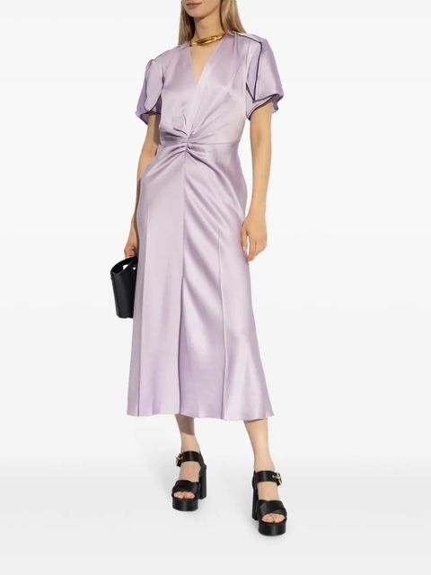 Victoria Beckham ruched satin midi dress - Purple - zdjęcie produktu nr 2