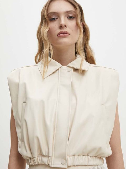 Answear.LAB kamizelka kolor beżowy jednorzędowa