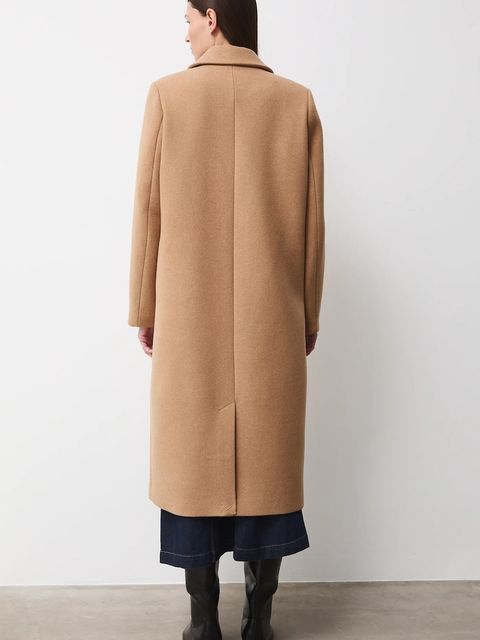 Medicine płaszcz z domieszką wełny damski kolor beżowy