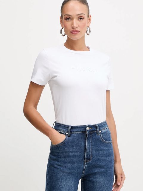 Pinko t-shirt bawełniany damski kolor biały 101752 A2RD - zdjęcie produktu nr 1