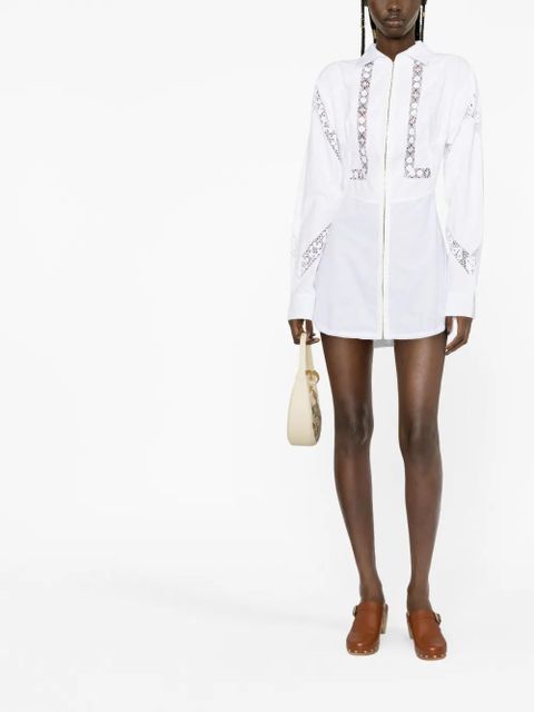 Marine Serre Household linen lace-trim shirtdress - White - zdjęcie produktu nr 2