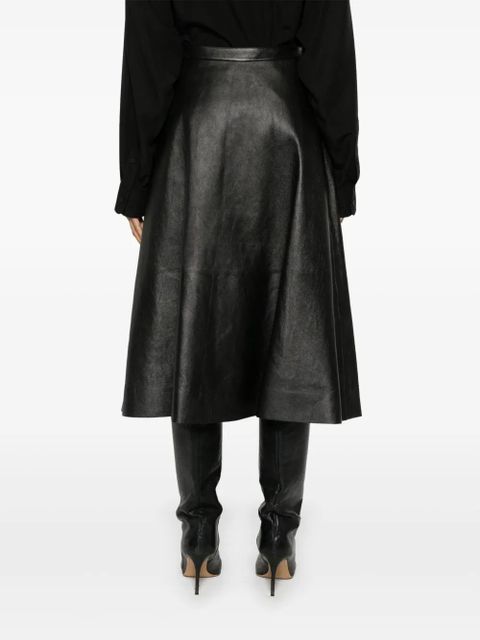 Balenciaga leather midi skirt - Black