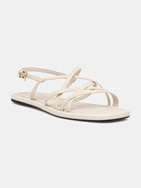 Tommy Hilfiger sandały damskie skórzane FLAT STRAPPY SANDAL LTH - zdjęcie produktu nr 1