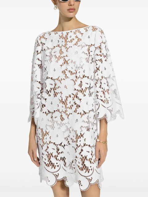 Dolce & Gabbana embroidered mesh minidress - White