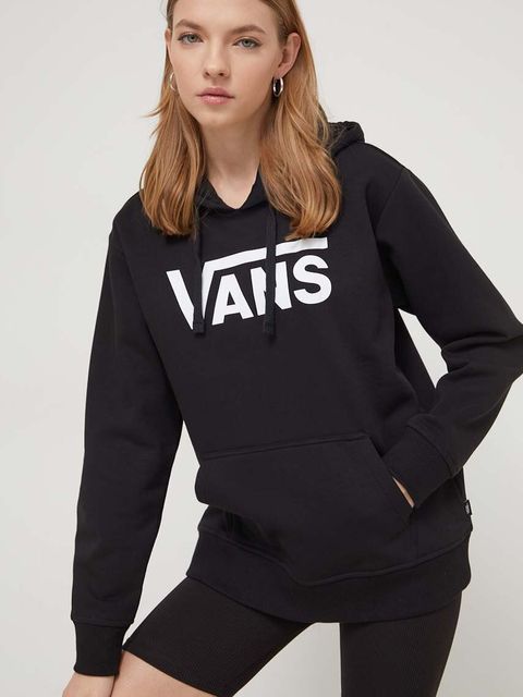 Vans bluza damska kolor czarny z kapturem z nadrukiem