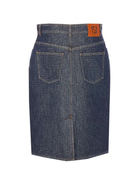 FENDI denim embroidered logo midi skirt - Blue - zdjęcie produktu nr 2