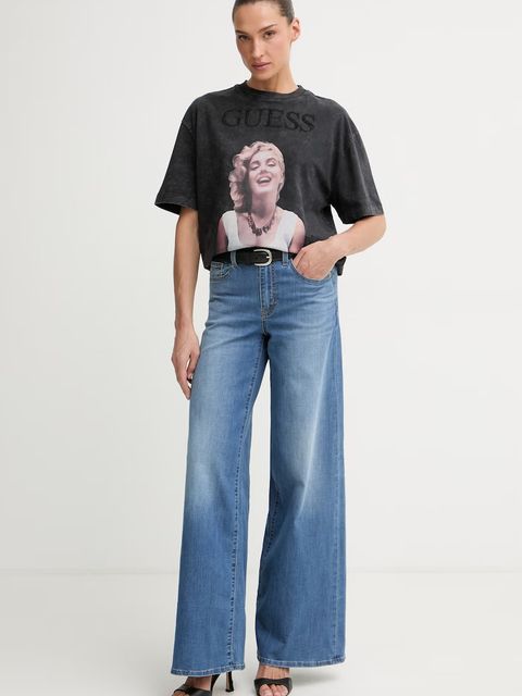 Guess T-shirt oversize damski bawełniany MARILYN MONROE - zdjęcie produktu nr 1