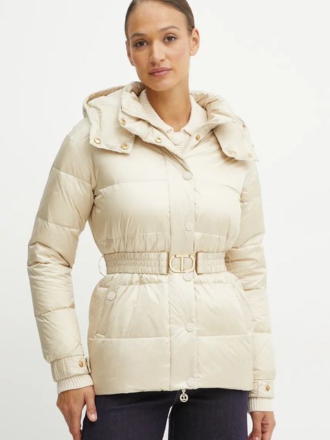 Twinset kurtka puchowa damska kolor beżowy zimowa 242TT2381