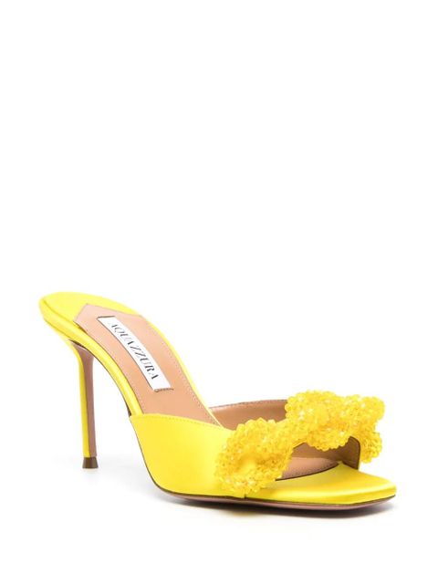 Aquazzura 95mm crystal-embellished satin sandals - Yellow - zdjęcie produktu nr 2