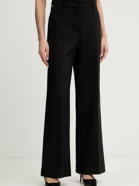 Weekend Max Mara spodnie wełniane VISIVO damskie kolor czarny proste high waist 2615131041600 - zdjęcie produktu nr 1