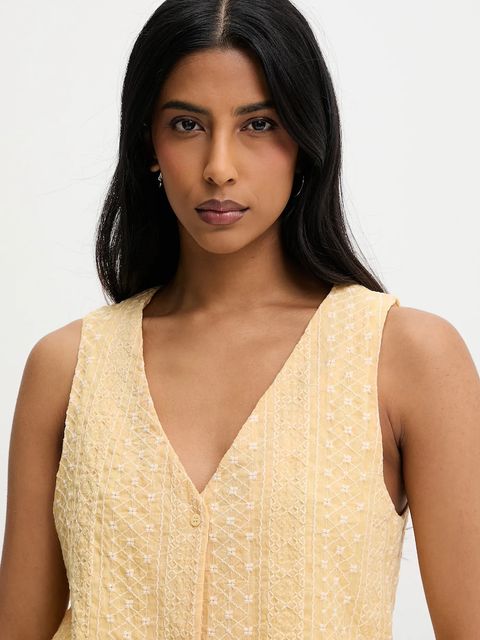 Answear.LAB kamizelka i szorty damski kolor żółty