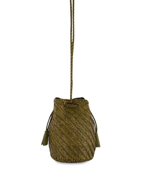 DRAGON DIFFUSION Pompom double jump woven leather shoulder bag - Green - zdjęcie produktu nr 2