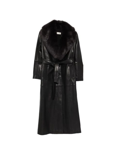 Nour Hammour Dakota fur-collar belted coat - Black - zdjęcie produktu nr 1