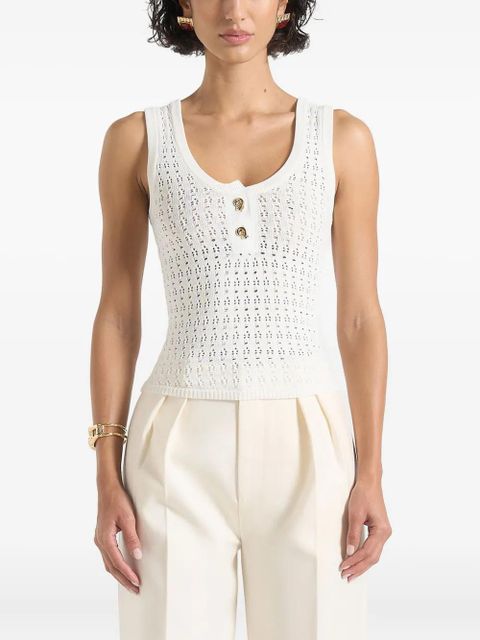 Manière De Voir Nora knot-button pointelle knitted vest - White - zdjęcie produktu nr 1