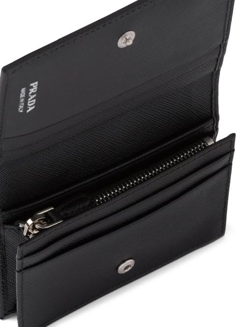 Prada triangle logo rectangle wallet - Black
