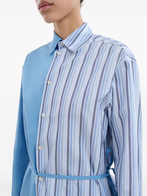 Marni panelled half-and-half cotton shirt - Blue