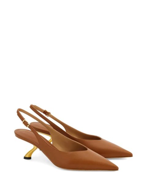 Ferragamo S-shaped heeled slingback - Brown - zdjęcie produktu nr 2