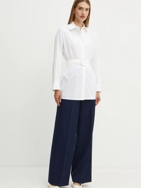 Liviana Conti koszula damska kolor biały relaxed z kołnierzykiem klasycznym L4WK20