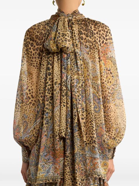 ETRO paisley animal-print silk top - Neutrals