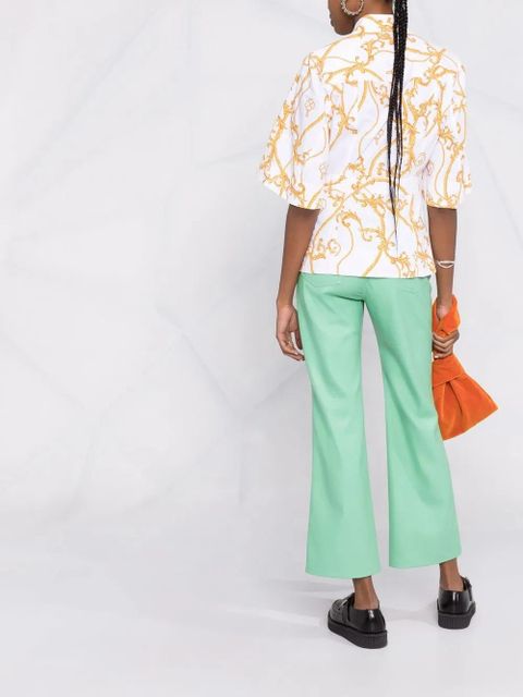 GANNI patterned short-sleeved shirt - White