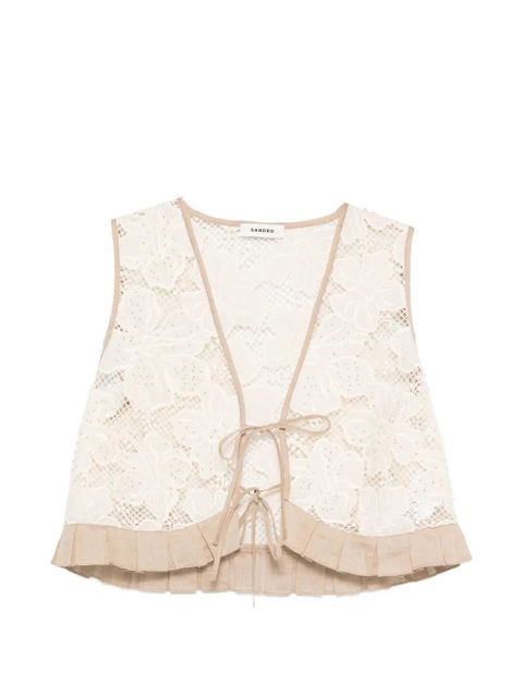 SANDRO floral lace tie top - Neutrals - zdjęcie produktu nr 1