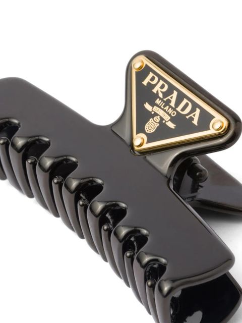 Prada triangle-logo claw clip - Black - zdjęcie produktu nr 2