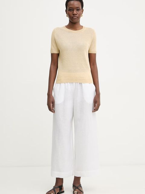 Weekend Max Mara t-shirt damski lniany PANCONE - zdjęcie produktu nr 1