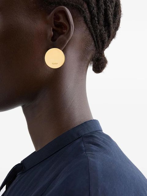 Jil Sander engraved-logo round earrings - Gold - zdjęcie produktu nr 2