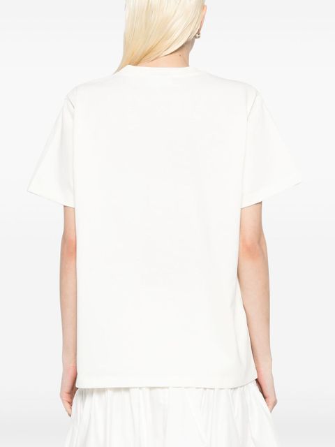 GANNI embroidered logo T-shirt - Neutrals