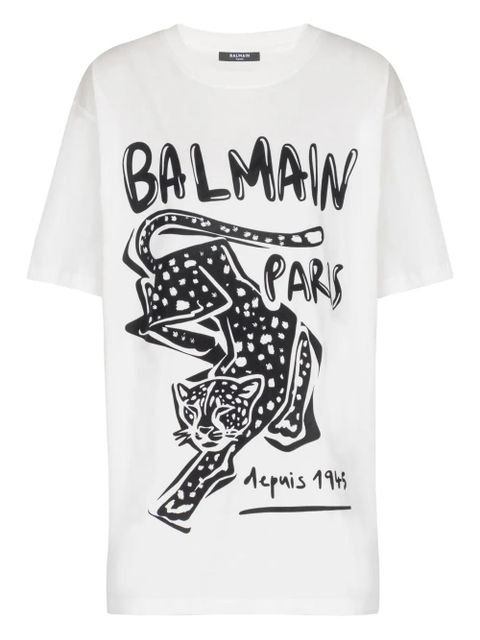 Balmain leopard-print short-sleeved T-shirt - White - zdjęcie produktu nr 1