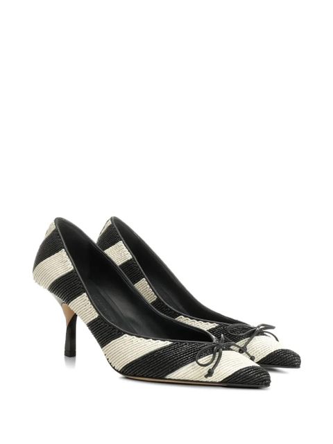 Jacquemus Tourni striped bow pumps - Black - zdjęcie produktu nr 2