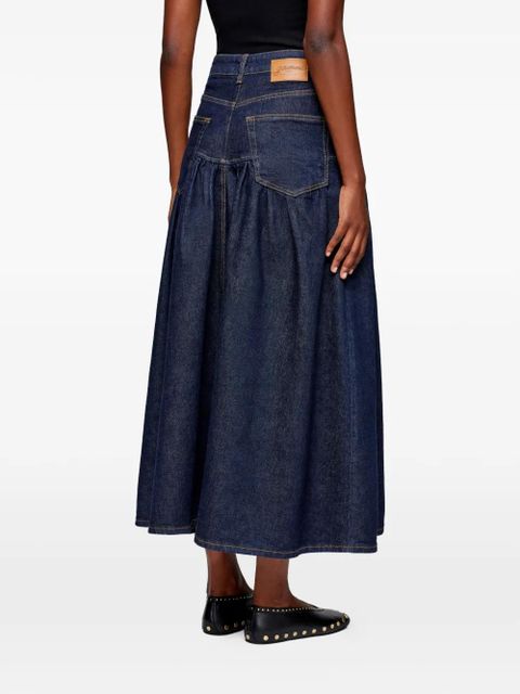 GANNI gathered denim midi skirt - Blue