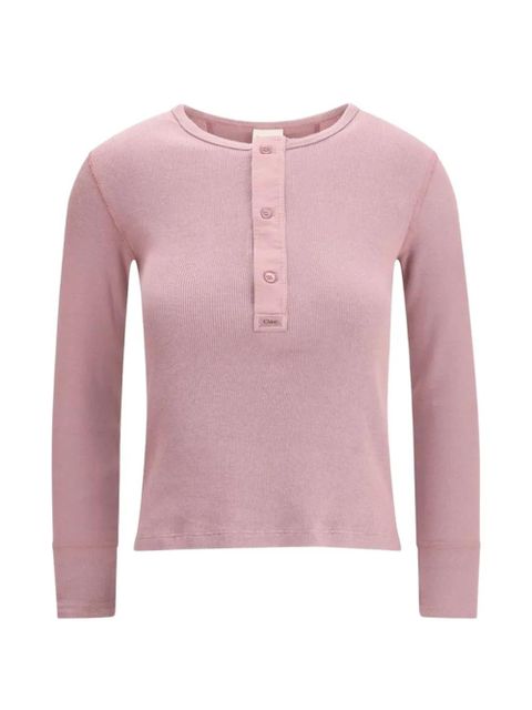 Chloé ribbed button-fastening T-shirt - Pink - zdjęcie produktu nr 1