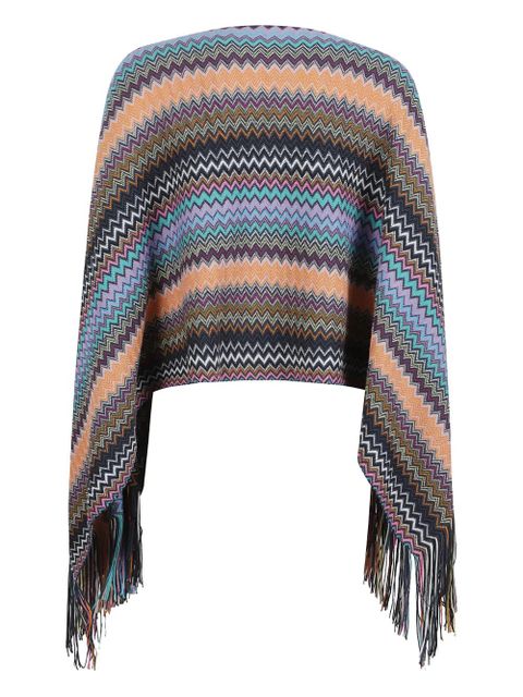 Missoni chevron-pattern fringed cape - Black