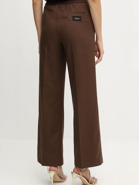 Liu Jo spodnie damskie kolor brązowy proste high waist MF5349 T159A