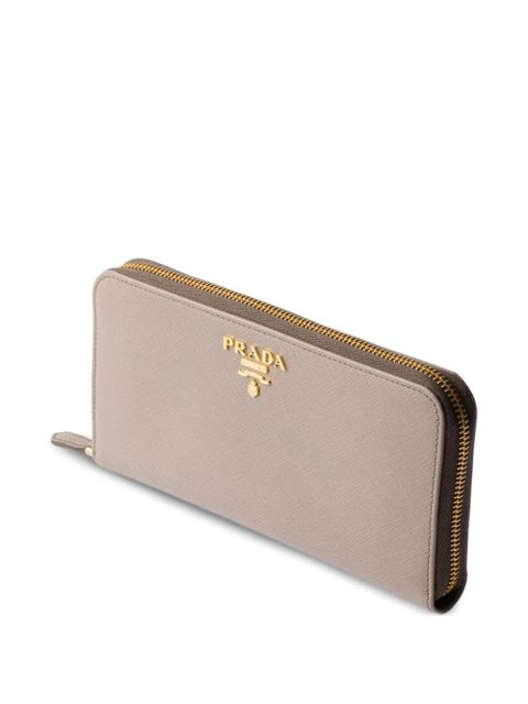 Prada leather zip wallet - Neutrals