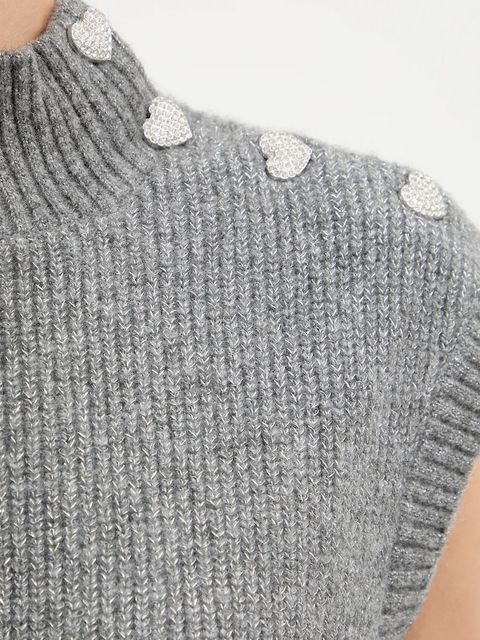 Morgan kamizelka z domieszką wełny damski kolor szary z półgolfem MSARA