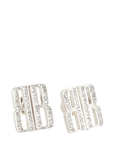 Balenciaga rhinestone logo earrings - Silver - zdjęcie produktu nr 1