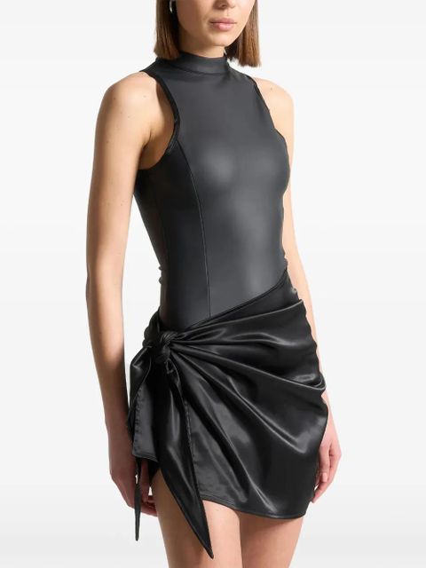 Manière De Voir satin wrap bodycon dress - Black