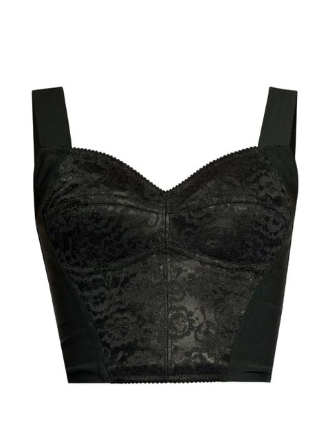 Dolce & Gabbana lace-overlay cropped bustier - Black - zdjęcie produktu nr 1