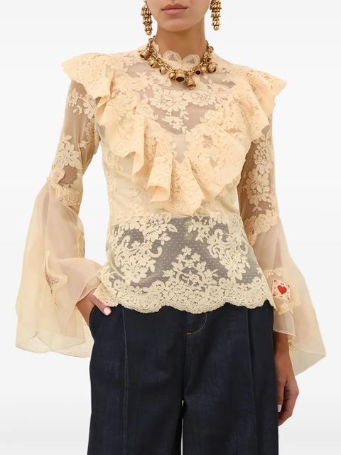 ZIMMERMANN ruffled lace shirt - Neutrals