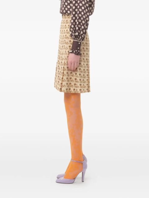 Valentino Garavani pleated dog-print mini skirt - Neutrals