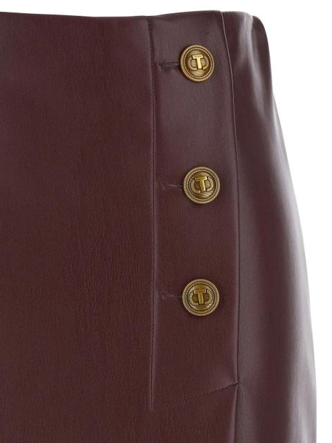 TWINSET button-detailed leather midi skirt - Red
