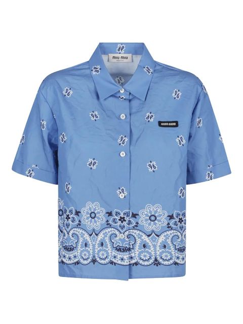 Miu Miu bandana-print short-sleeve shirt - Blue - zdjęcie produktu nr 1