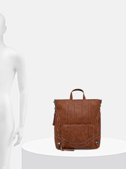 Desigual plecak EMBRO PATCH PRETORIA damski kolor brązowy mały gładki 25WAKP23