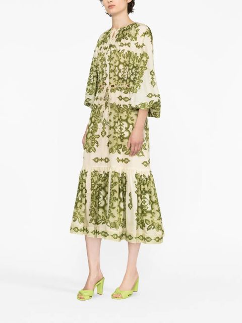 ZIMMERMANN Raie floral-print belted dress - Green - zdjęcie produktu nr 2