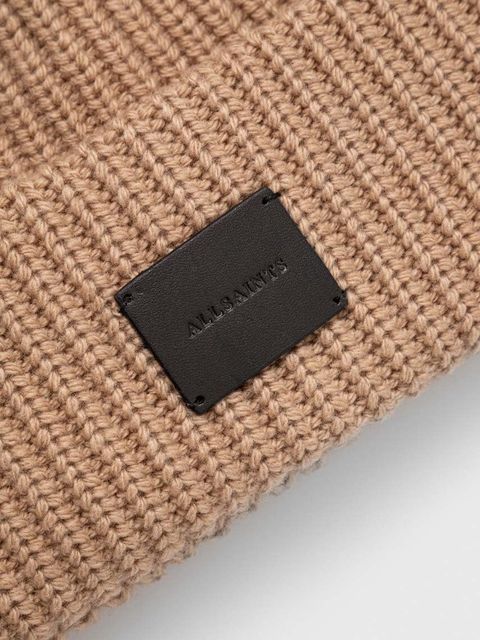 AllSaints czapka z domieszką wełny kolor beżowy