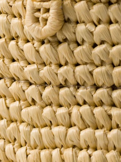 Prada braided raffia logo bucket hat - Neutrals