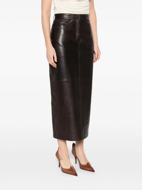 Nour Hammour Ghalia pocket pencil midi skirt - Brown